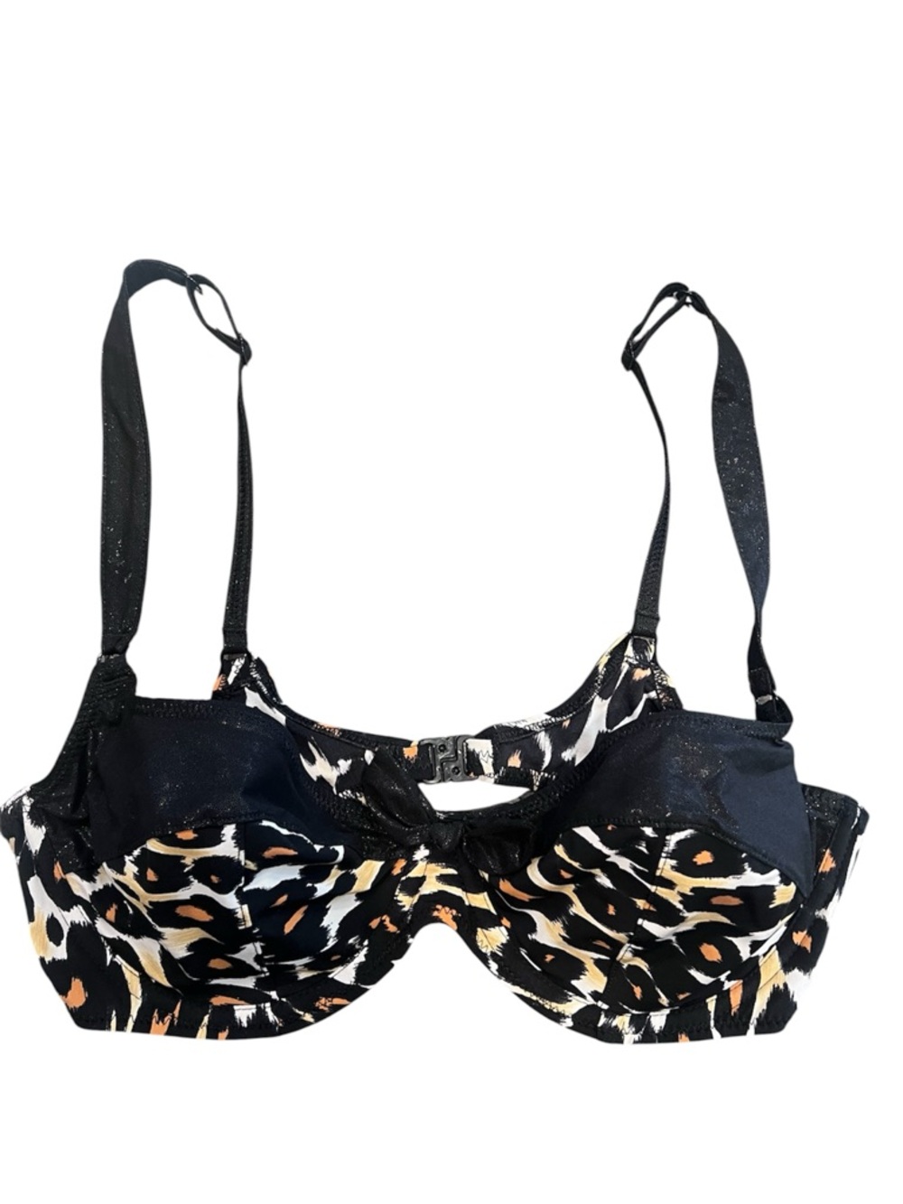 Agent Provocateur Leopard Shimmer Mesh Underwire Bra 36D Bow Front Lurex